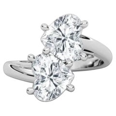 GIA Certified 3 Carats F/VS1 Twin Heart Diamonds Cross Ring in 18K White Gold
