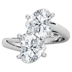 GIA Certified 3 Carats F/VS1 Twin Heart Diamonds Cross Ring in 18K White Gold