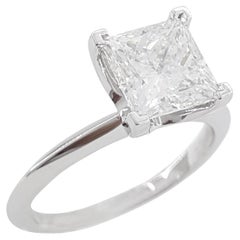 Anello con diamante taglio principessa IF Clarity certificato GIA da 3,03 carati in oro bianco 18 carati