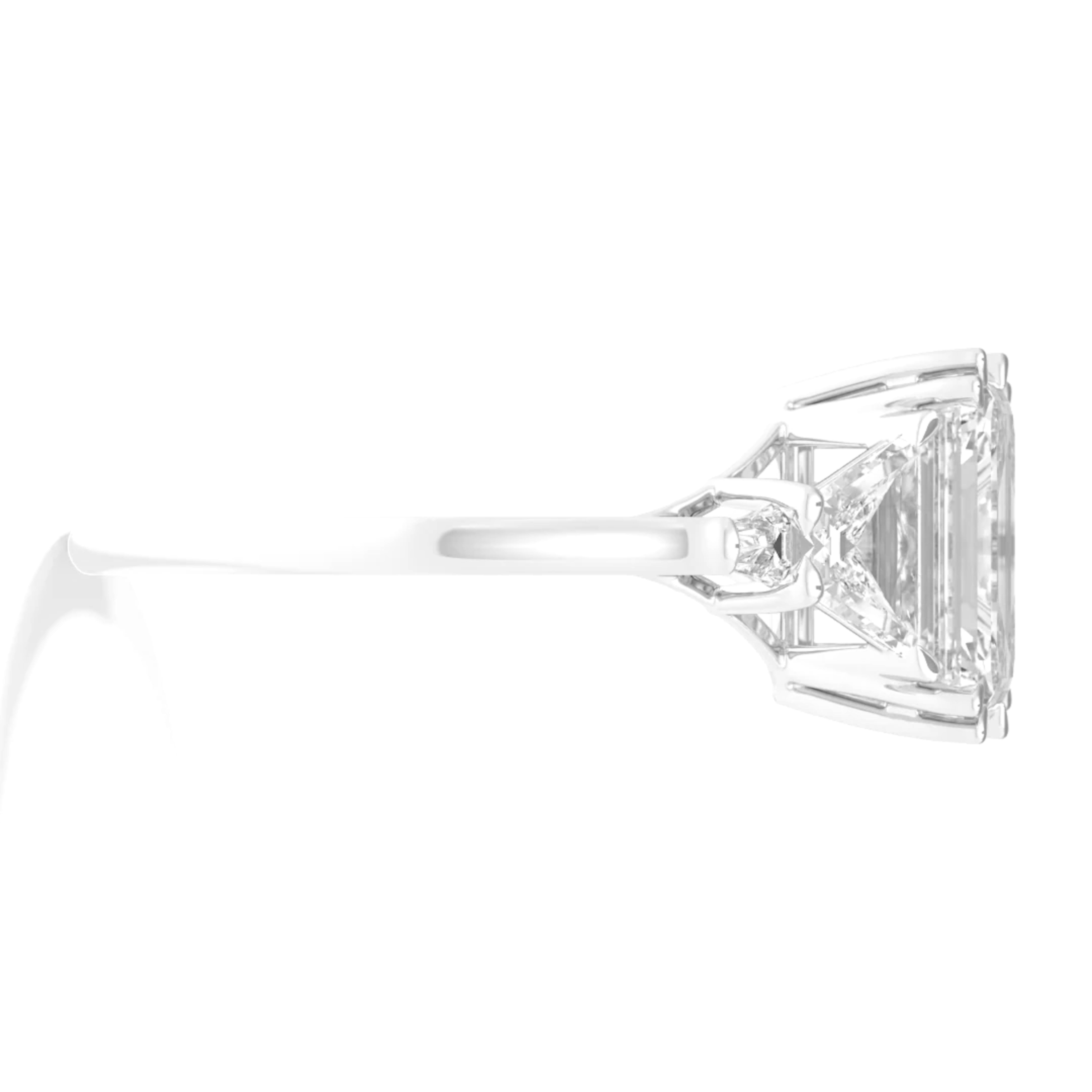 Certificado GIA 3 Ct. Anillo de platino con diamante talla esmeralda Contemporáneo en venta