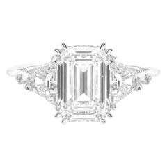 GIA Certified 3 Ct. Emerald Cut Diamond Platinum Ring