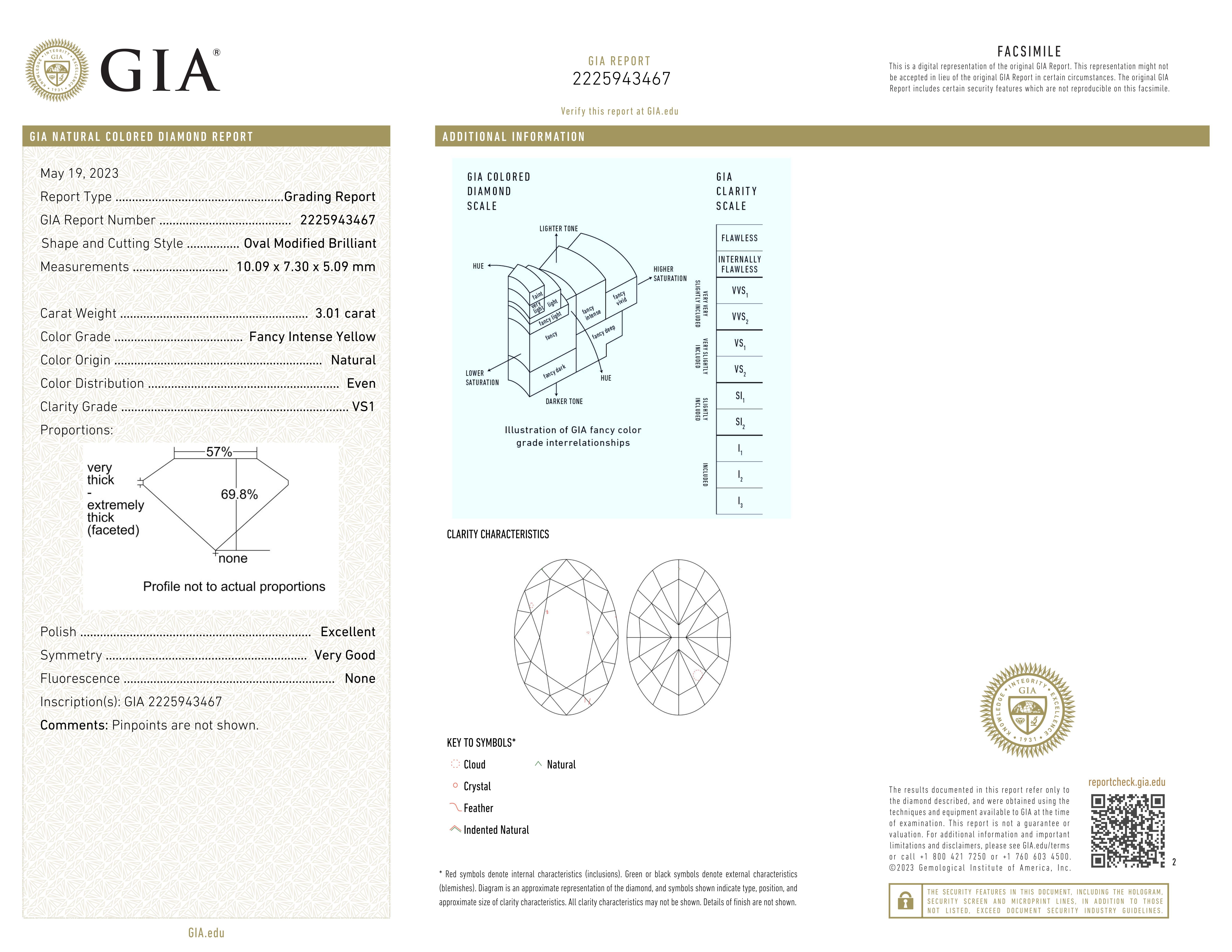Oval Cut GIA Certified 3 Ct. Fancy Intense Yellow Diamond Engagement Platinum Ring For Sale