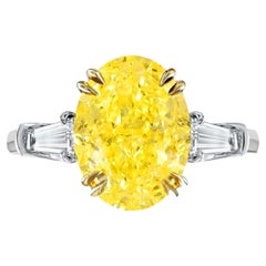 GIA Certified 3 Ct. Fancy Intense Yellow Diamond Engagement Platinum Ring