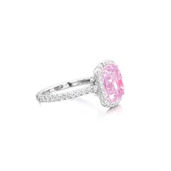 GIA Certified 3 Ct. Fancy Light Pink Cushion Diamond Platinum Ring VVS1