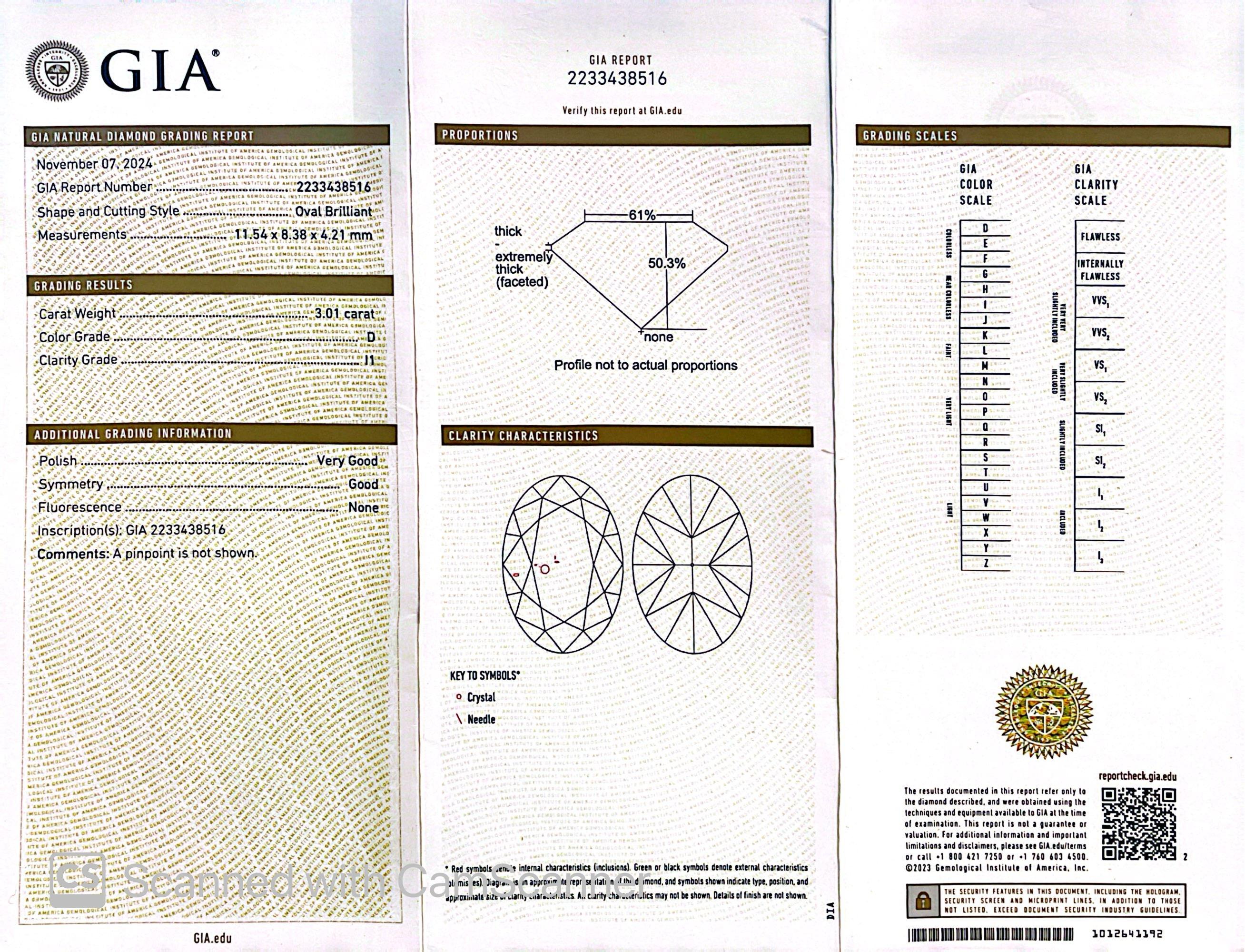 Anello di fidanzamento con diamante ovale certificato GIA da 3 carati in oro bianco 18 carati in vendita 10