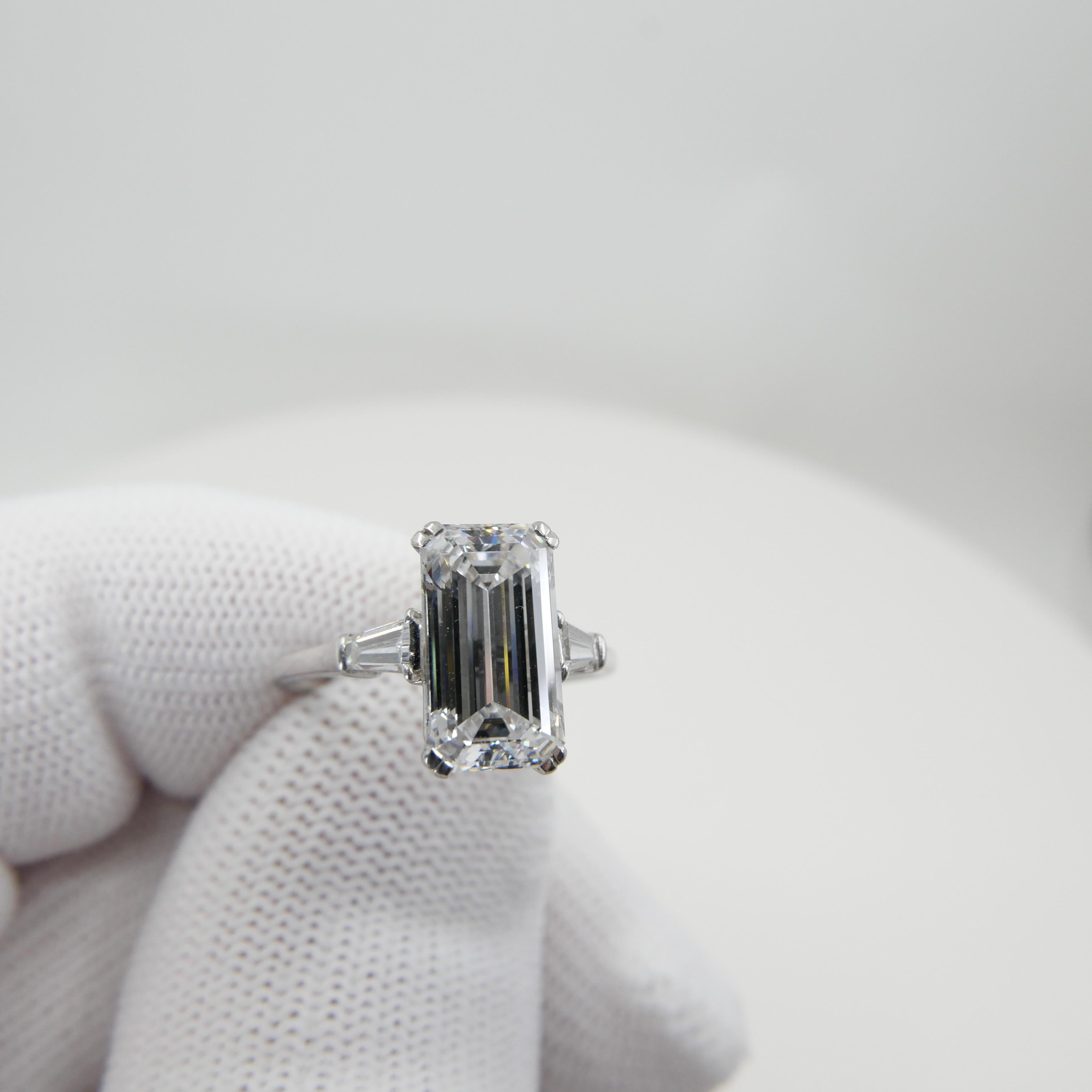 Emerald Cut GIA Certified 3 Cts D IF Winston Vintage Diamond Ring, Elongated with 1.78 Ratio