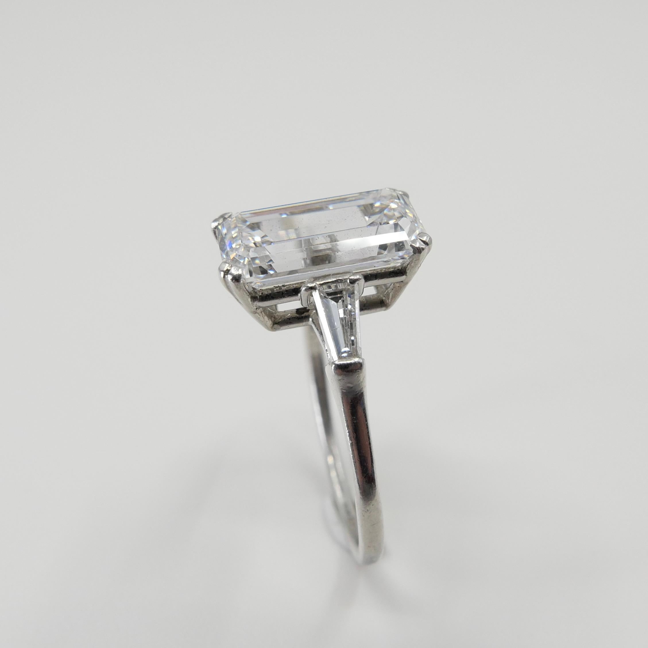 GIA Certified 3 Cts D IF Winston Vintage Diamond Ring, Elongated with 1.78 Ratio 1