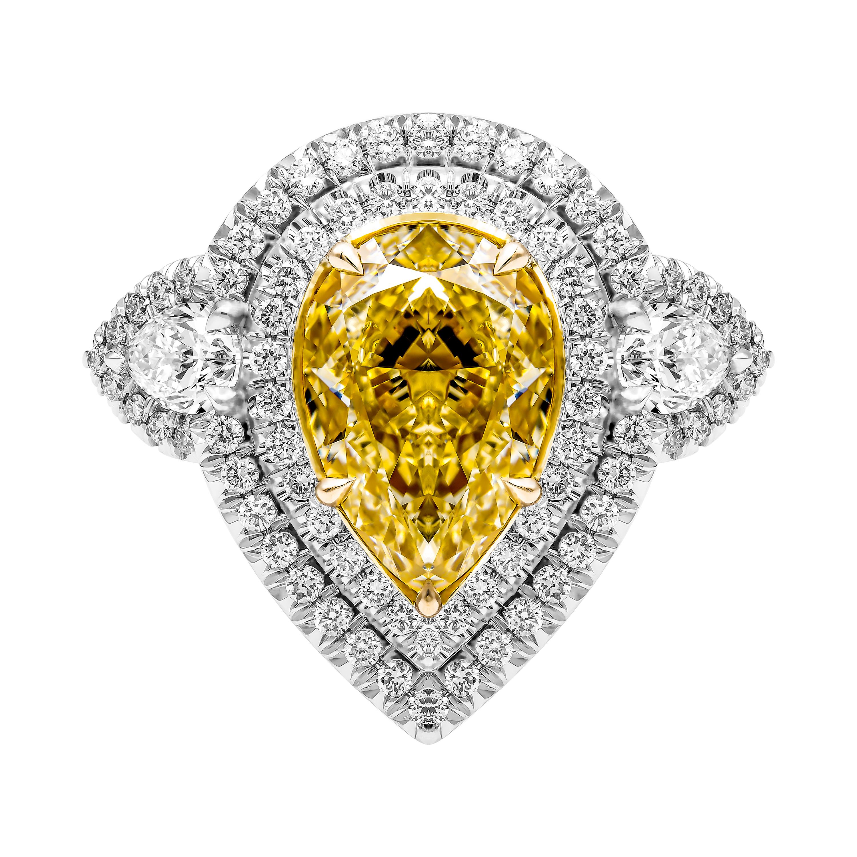 Extremely rare and one of a kind, a fancy color diamond is truly the most luxurious and exotic stone in diamond family. A great find for a collector or if you can`t resist fancy diamonds! 
Brilliant, bright and evenly distributed Yellow Extremely