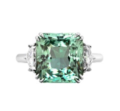 GIA Certified 3 Stone Ring with Mint Toumaline
