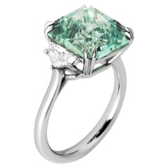 GIA Certified 3 Stone Ring with Mint Toumaline