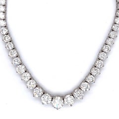 GIA Certified 30 Carat E-F Color VS Clarity Diamond 18k GoldTennis Necklace