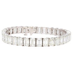 GIA Certified 30 Carat Emerald Cut Diamond Platinum Bracelet 