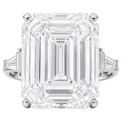 GIA Certified 30 Carat Emerald Cut Diamond Platinum Ring