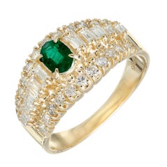 GIA Certified .30 Carat Emerald Diamond Yellow Gold Engagement Ring