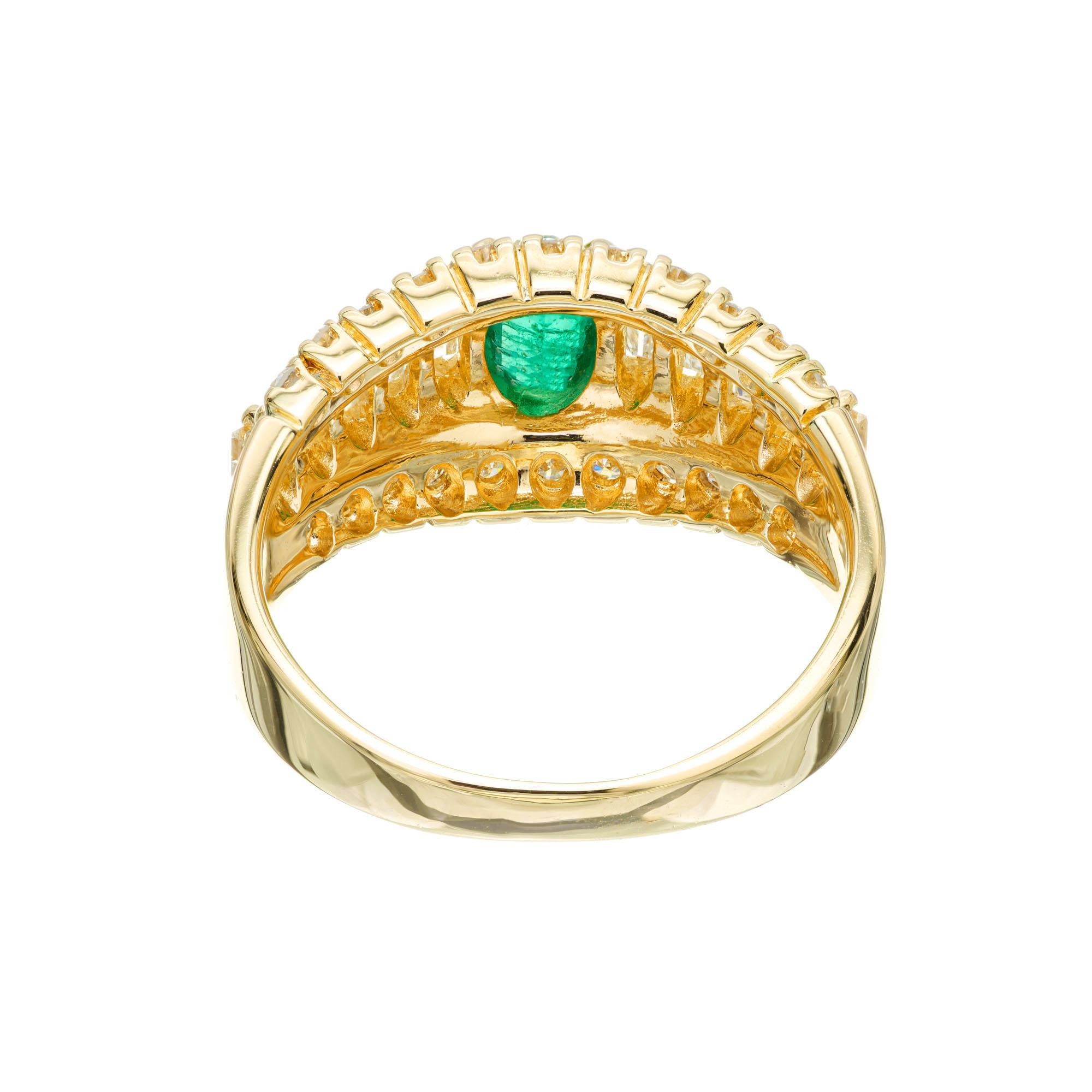 Oval Cut GIA Certified .30 Carat Emerald Diamond Yellow Gold Engagement Ring For Sale