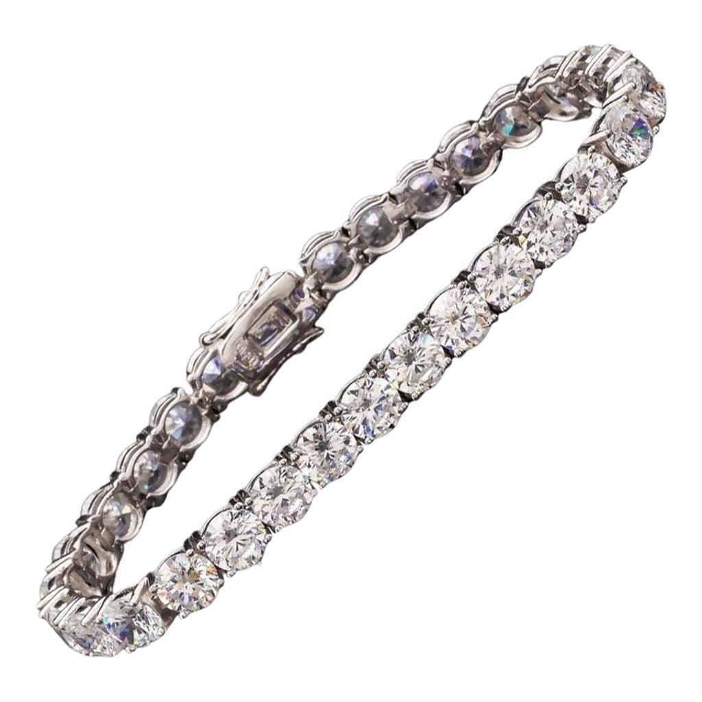 GIA Certified 30 Carat Round Brilliant Cut Diamond Tennis Bracelet 