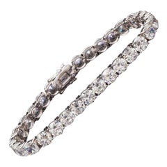 Pulsera de tenis con diamantes redondos talla brillante de 30 quilates certificados por el GIA 