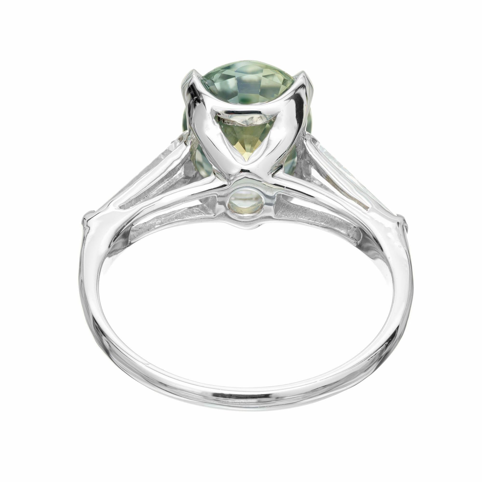 Women's GIA Certified 3.00 Carat Blue Yellow Sapphire Diamond Engagement Ring