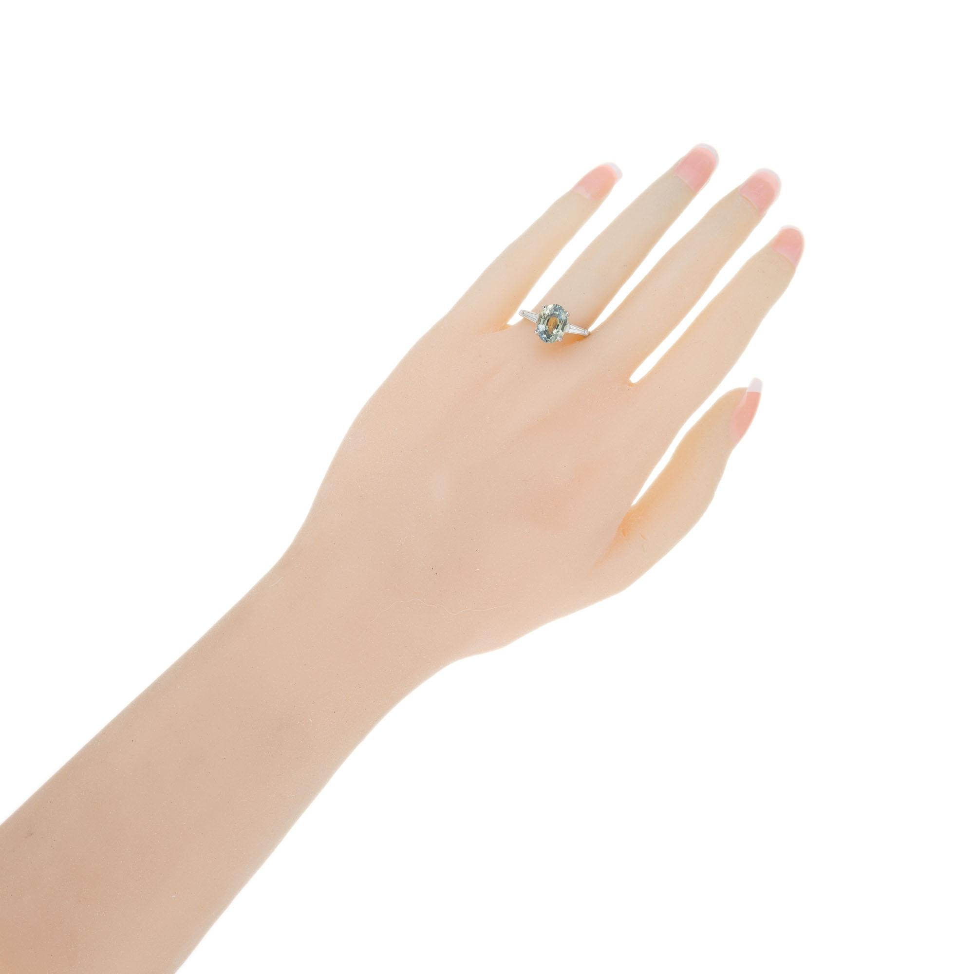 GIA Certified 3.00 Carat Blue Yellow Sapphire Diamond Engagement Ring 2