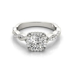 Bague à diamant certifié GIA de 3,00 carats à anneau tressé et à coussin carré Halo