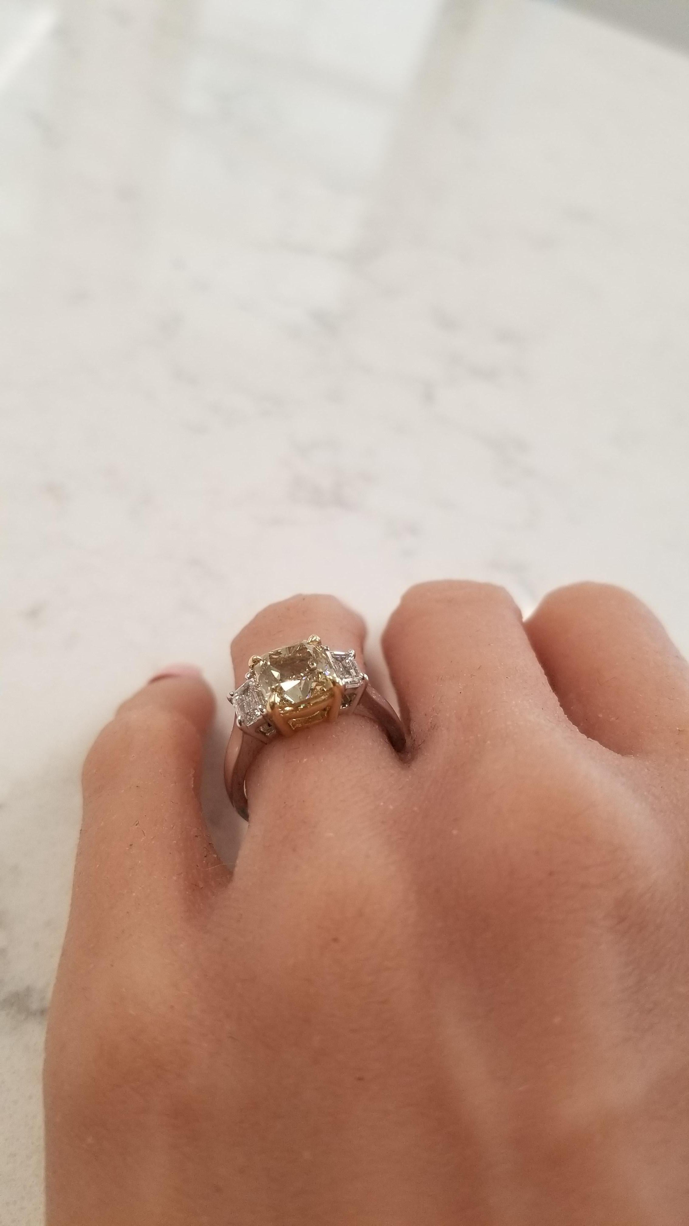 GIA Certified 3.00 Carat Cushion Cut Diamond Two Tone Cocktail Ring In 18K Gold 2