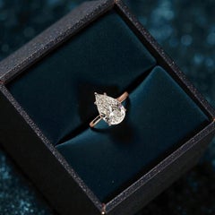 GIA Certified 3.00 Carat D Color Flawless Pear Shape Diamond Ring in 18K Gold