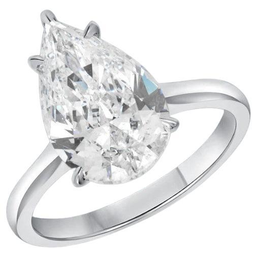GIA Certified 3.00 Carat D Color Flawless Pear Shape Diamond Ring in 18K Gold
