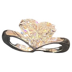 GIA Certified 3.00 Carat D Color VVS1 Heart Diamond Ring in 18K White Gold