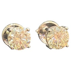 GIA Certified 3.00 Carat D VVS1 Round Brilliant Diamond Stud Earrings 18K Gold