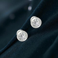 GIA Certified 3.00 Carat D VVS1 Round Diamond Donut Bezel Stud Earrings 18K Gold