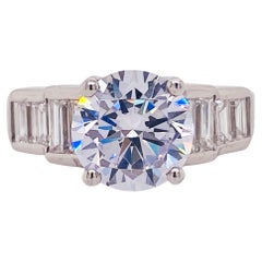 Vintage GIA Certified 3.00 Carat Diamond Engagement Platinum Ring