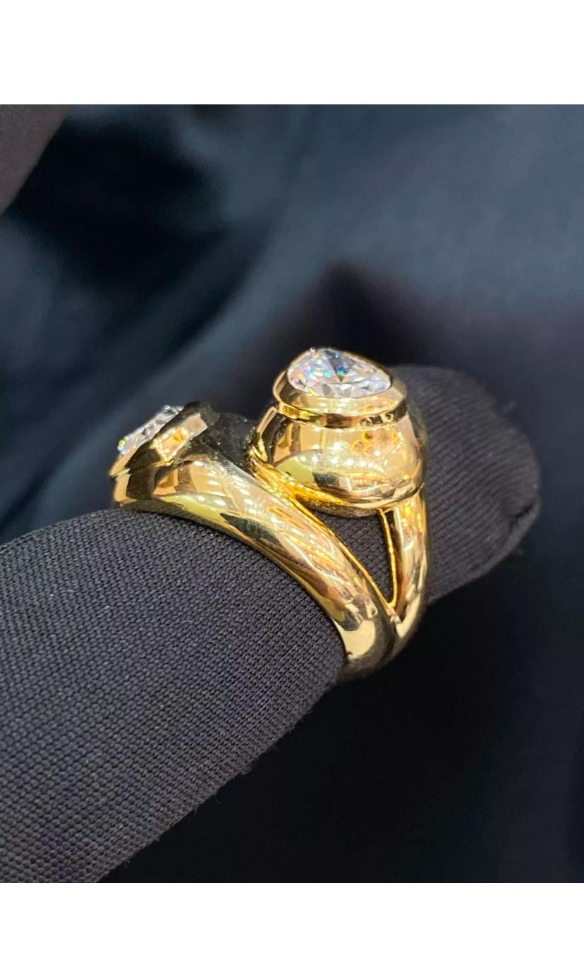GIA Certified 3.00 Carat F/VS1 Diamonds 18K Gold Double Ring For Sale 1