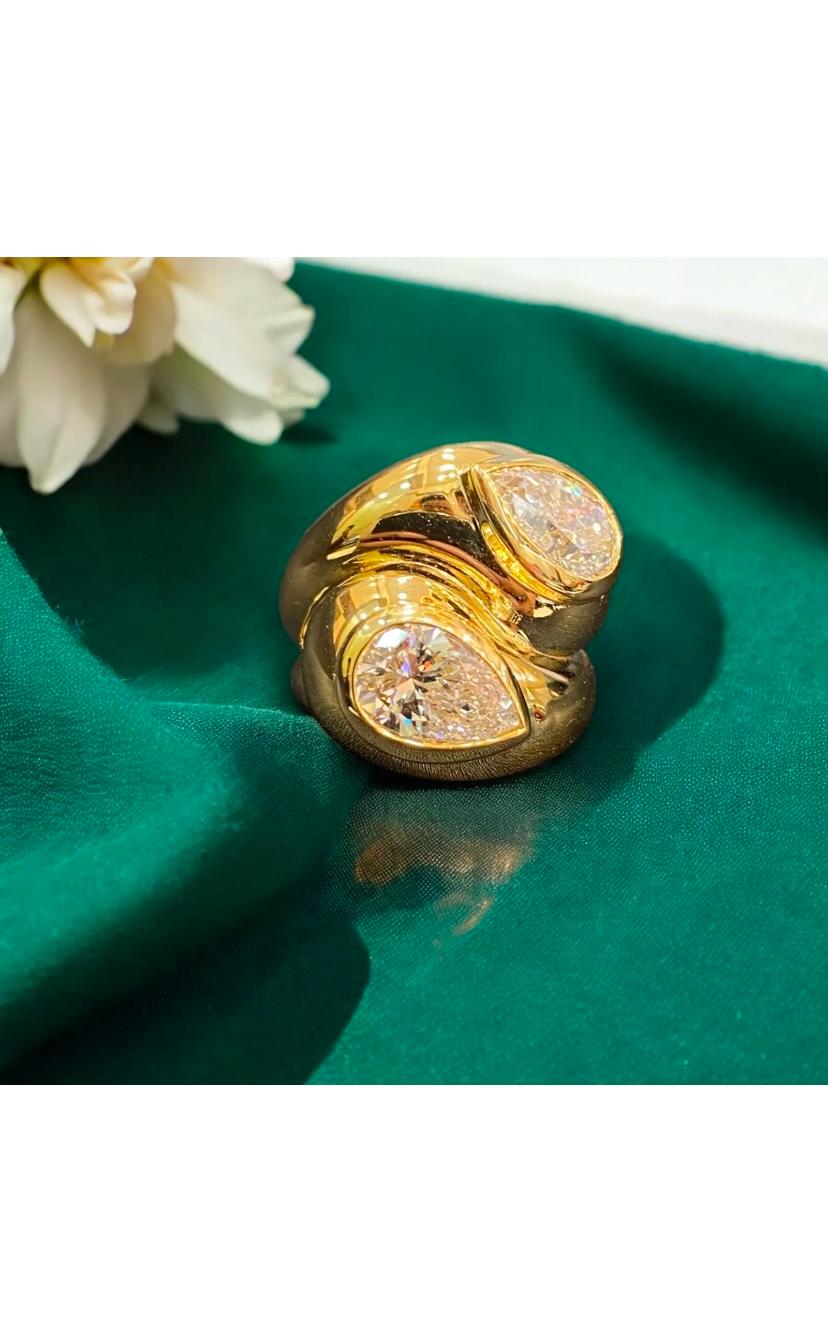 GIA Certified 3.00 Carat F/VS1 Diamonds 18K Gold Double Ring For Sale 2