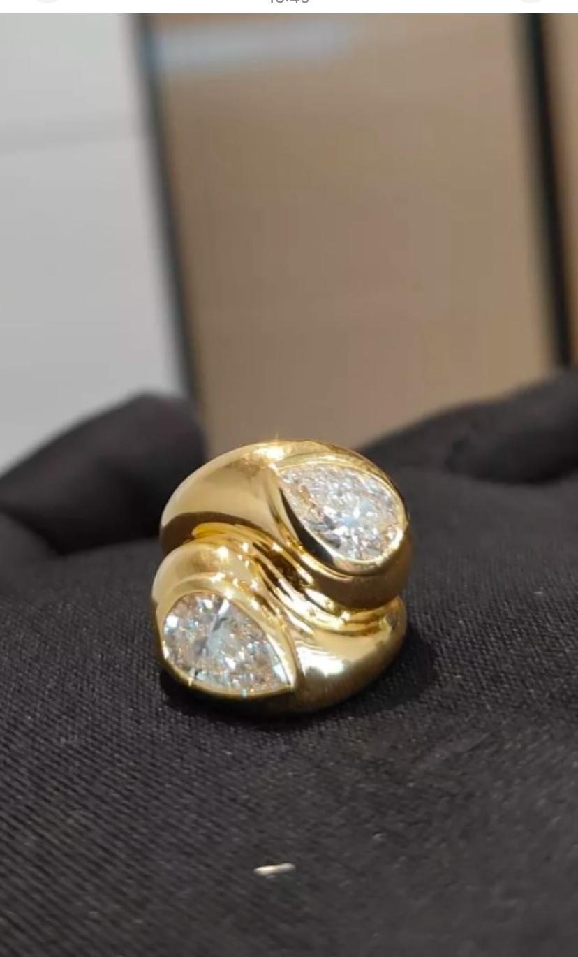 GIA Certified 3.00 Carat F/VS1 Diamonds 18K Gold Double Ring For Sale 4