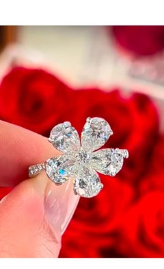 Bague fleurs avec diamants de 3,00 carats certifiés GIA