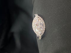 GIA Certified 3.00 Carat E/VS1 Marquise Diamond East-West Halo Ring 18K Gold