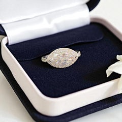 GIA Certified 3.00 Carat E/VS1 Marquise Diamonds East-West Halo Ring 18K Gold