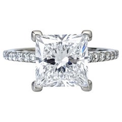 Anello di fidanzamento con diamante taglio principessa certificato GIA da 3,00 carati E/VS1
