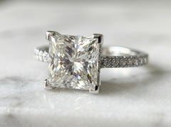 GIA Certified 3 Carat E VS1 Princess Cut Diamond Platinum Engagement Ring