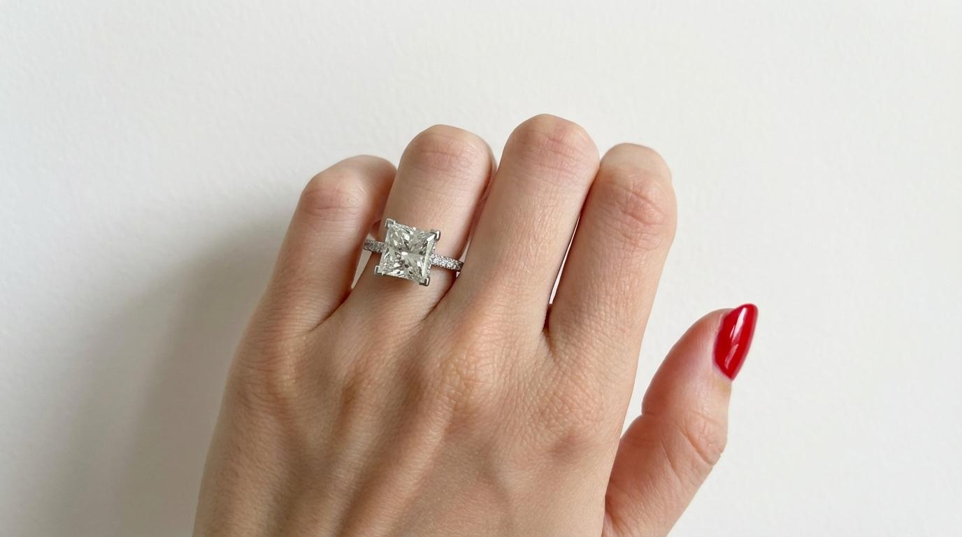 Contemporain Bague de fiançailles en platine certifiée GIA 3,00 carats E VS1 Diamant taille princesse en vente