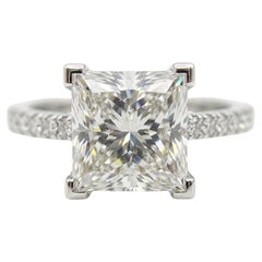 GIA Certified 3.00 Carat E VS1 Princess Cut Diamond Platinum Engagement Ring