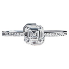 GIA Certified 3.00 Carat E VS1 Square Emerald Diamond Ring 18K White Gold