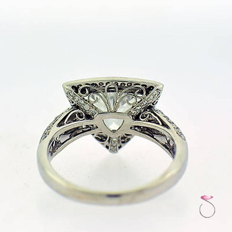 Women's GIA Certified 3.00 Carat E, VS1 Trilliant Center in Diamond Halo Platinum Ring