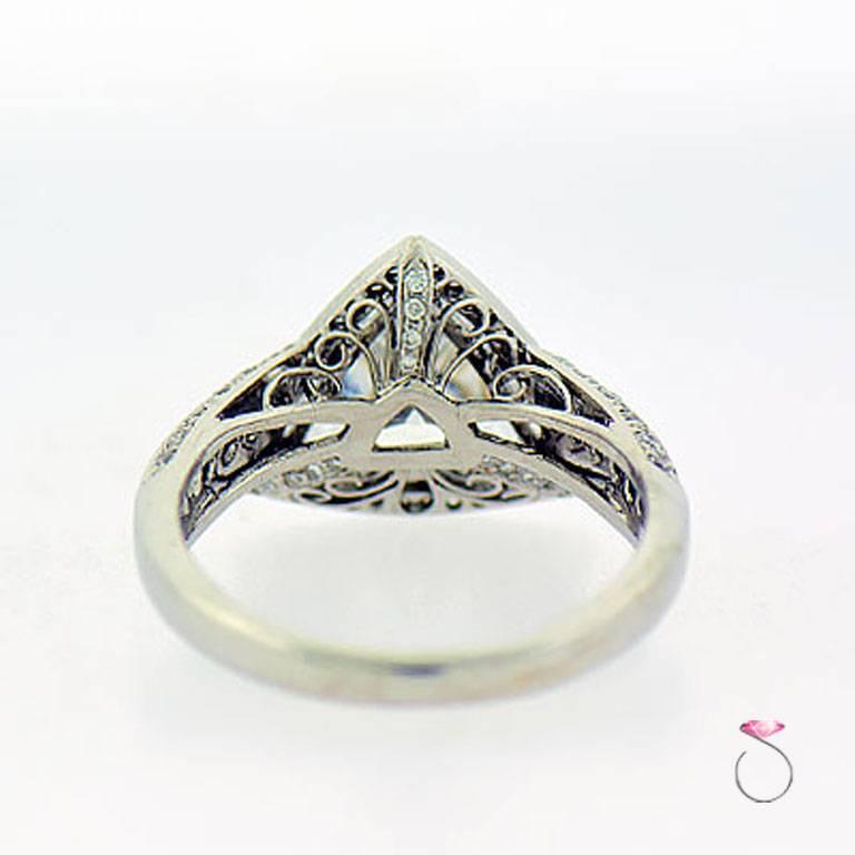 GIA Certified 3.00 Carat E, VS1 Trilliant Center in Diamond Halo Platinum Ring 1
