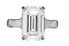GIA Certified 3.00 Carat Emerald Cut Diamond E Color Ring in 18K White Gold