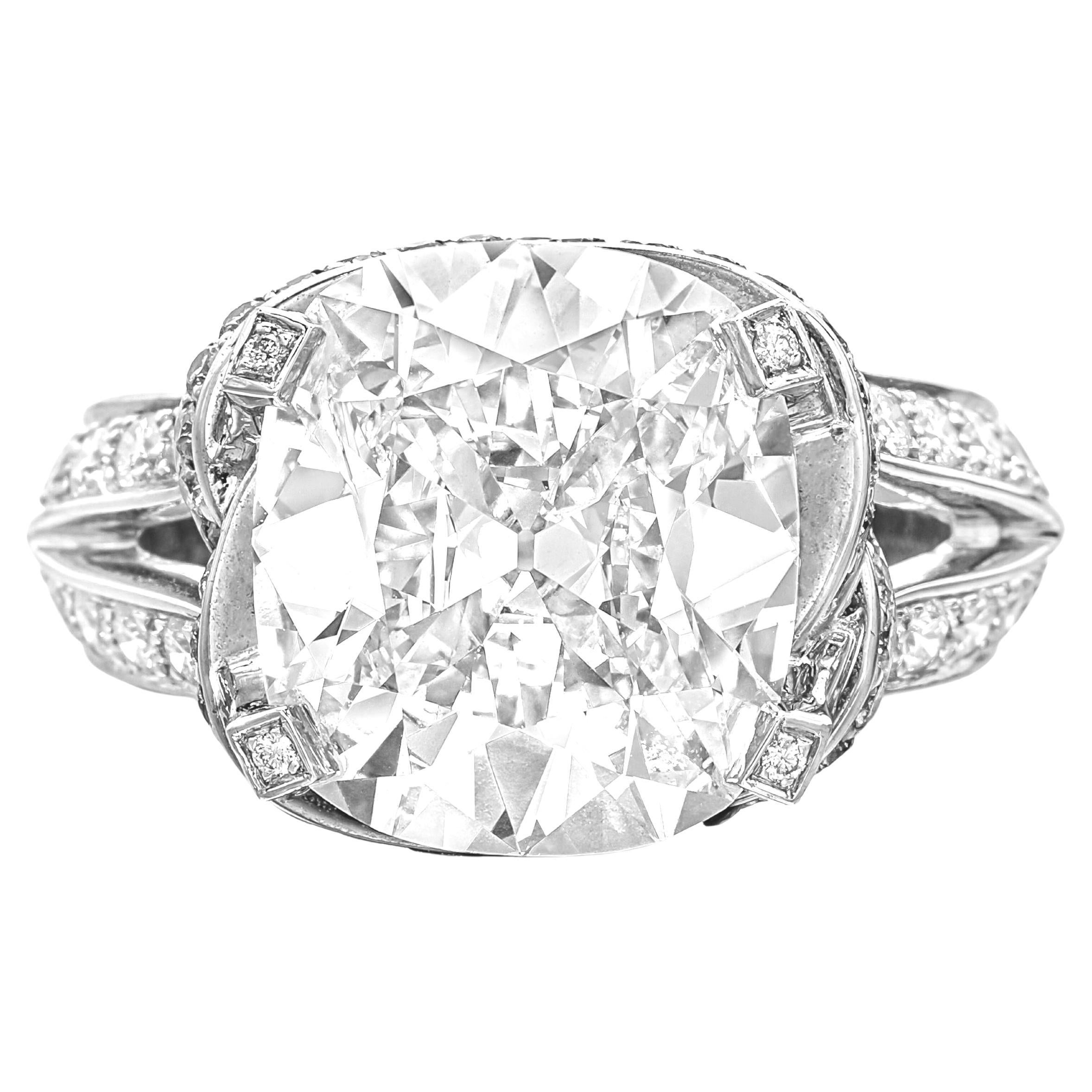 GIA Certified 3.00 Carat E Color VS1 Cushion Diamond Ring with Double Pavé For Sale
