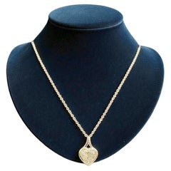 Collar de bisel con diamantes corazón de 3,00 quilates F/VS1 certificados por GIA en oro blanco de 18 quilates