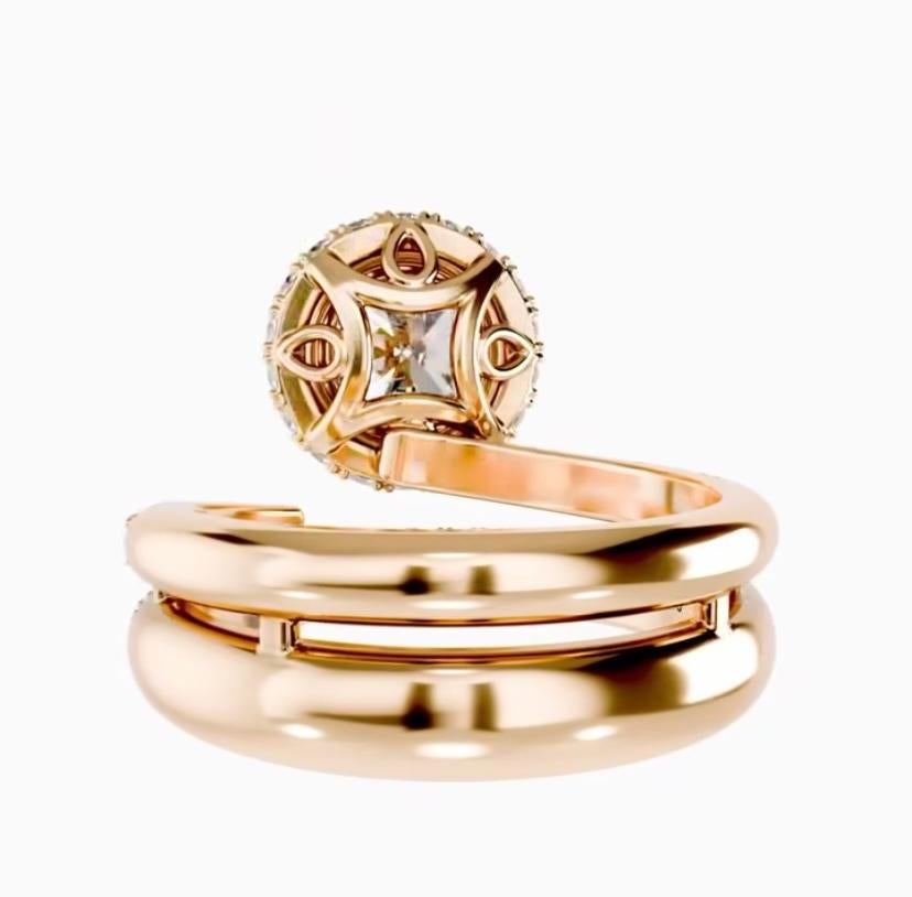 GIA Certified 3.00 Carat F/VS1 Round Brillant Diamond Shape Anello in oro 18K In condizioni Nuovo in vendita a Massafra, IT