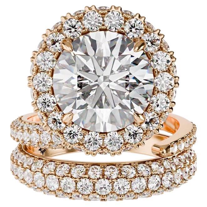 Bague en or 18 carats certifiée GIA 3,00 carats F/VS1 Diamant rond Brillant