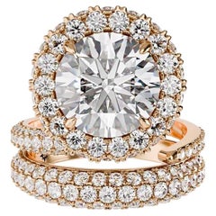 Bague en or 18 carats certifiée GIA 3,00 carats F/VS1 Diamant rond Brillant